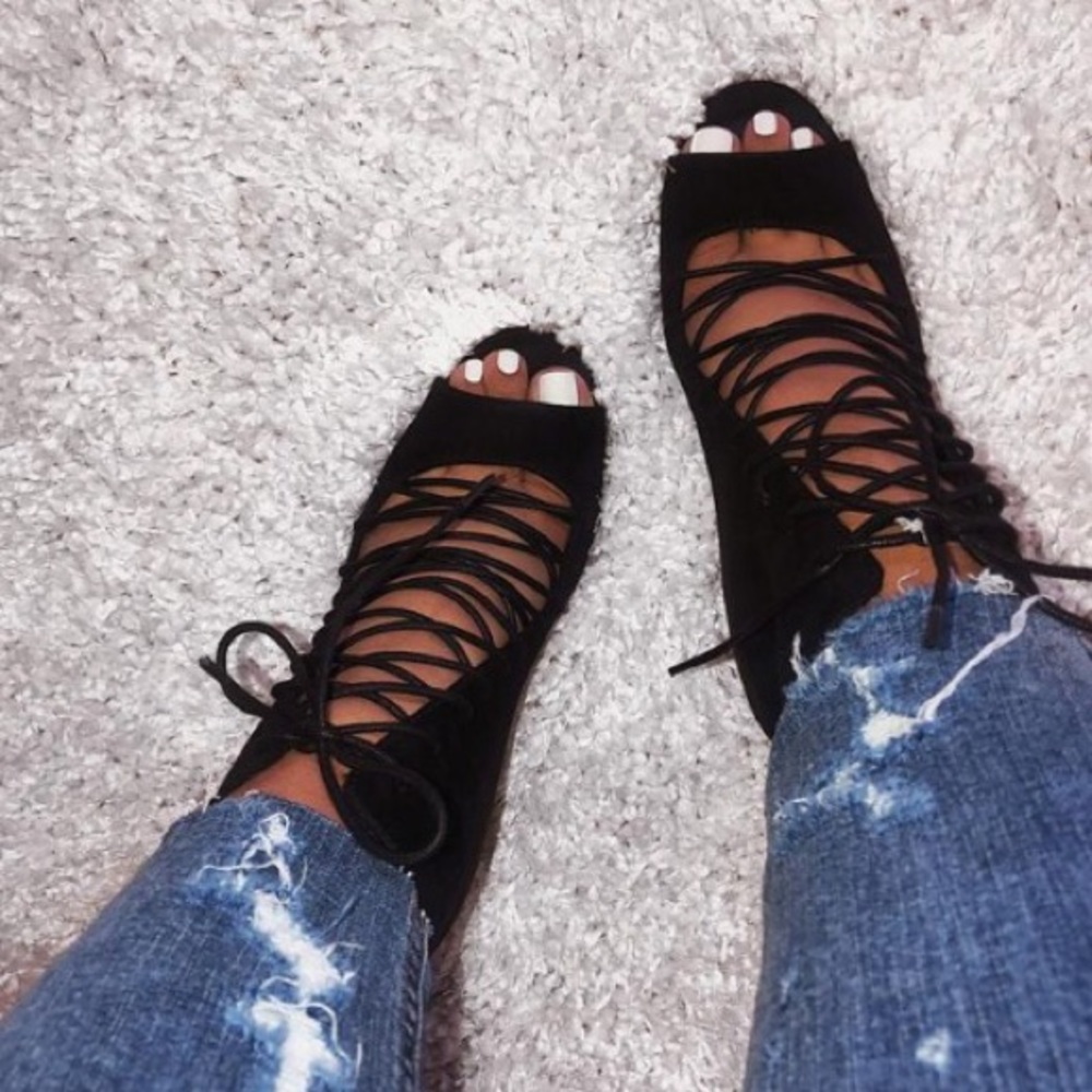 Black Lace-Up Bootie - Picture 2 of 5
